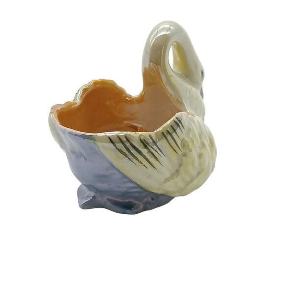 Antique Noritake Lusterware Swan Small Salt Celler, Lovely Sheen M Wreath - Picture 3 of 4